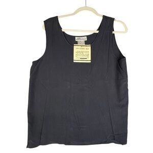 Laura Sueded Silk Navy Sleeveless Top